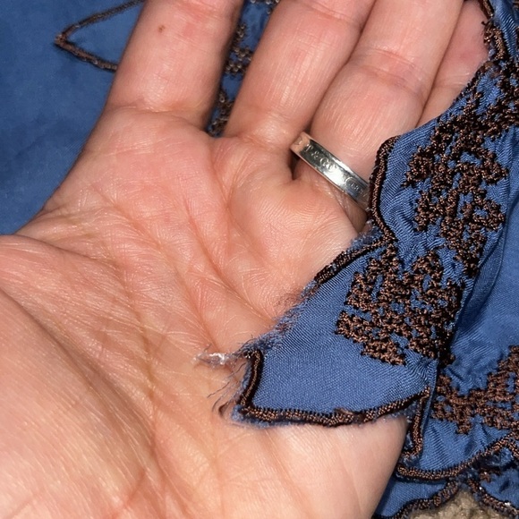 Sundance 100% Cupro Silk Floral Beaded Embroidered Tunic Blouse Blue Large - Picture 7 of 9